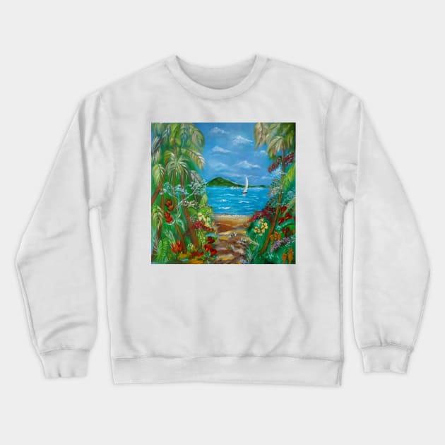 Tropical Path to the Beach Crewneck Sweatshirt by jennyleeandjim